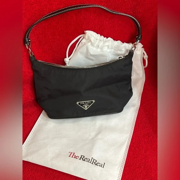 Vintage Prada Black Shoulder Bag Modern Minimalist Design - Picture 11 of 12